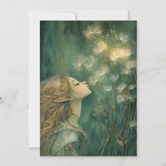 エンチャントフォレストフェアリークレセントムーン誕生日 招待状 (裏面)