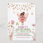 エンチャントフォレストフェアリーファースト誕生日招待状 招待状 (正面/裏面)