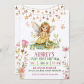 エンチャントフォレストフェアリーファースト誕生日招待状 招待状 (正面/裏面)