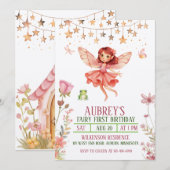 エンチャントフォレストフェアリーファースト誕生日招待状 招待状 (正面/裏面)