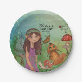 エンチャントフォレストフェアリーファースト誕生日紙プレート ペーパープレート (正面)