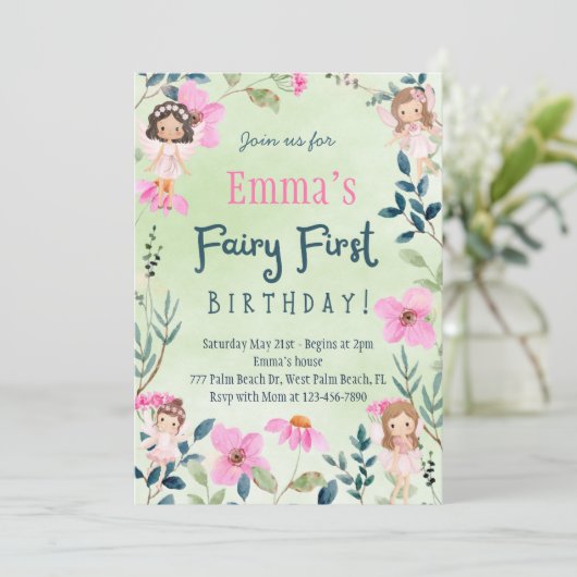 エンチャントフォレストフェアリーファースト誕生日 招待状 (スタンド正面)