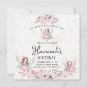 エンチャントフォレストフェアリーフローラガーデンガール誕生日 招待状 (正面)