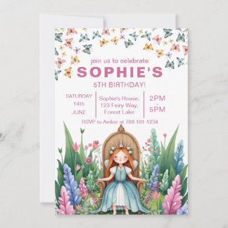 エンチャントフォレストフェアリープリンセス誕生日 招待状