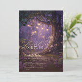 エンチャントフォレストフェアリーライトパープルブライダルシャワー 招待状 (スタンド正面)