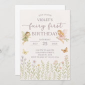 エンチャントフォレストフェアリー1st誕生日招待状 招待状 (正面/裏面)