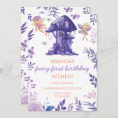 エンチャントフォレストフェアリーmauveフローラガール誕生日 招待状 (正面/裏面)