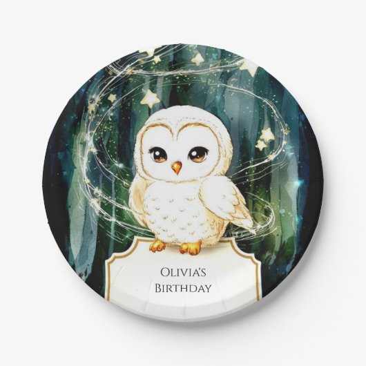 エンチャントフォレストフクロウ誕生日 ペーパープレート (正面)