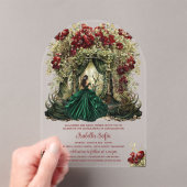 エンチャントフォレストブルゴーニュフローラアーチ アクリル招待状 (インサイチュ (ポータブル))