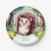 エンチャントフォレストヘッジホッグ誕生日 ペーパープレート (正面)