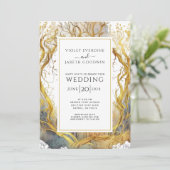 エンチャントフォレストポータル結婚式招待状金ゴールド 招待状 (スタンド正面)