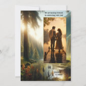 エンチャントフォレストマウンテンズ写真婚約 招待状 (裏面)