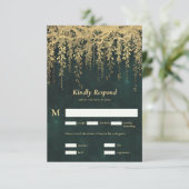 エンチャントフォレストマジカル金ゴールドつる植物ウェディングRSVP 出欠カード (スタンド正面)