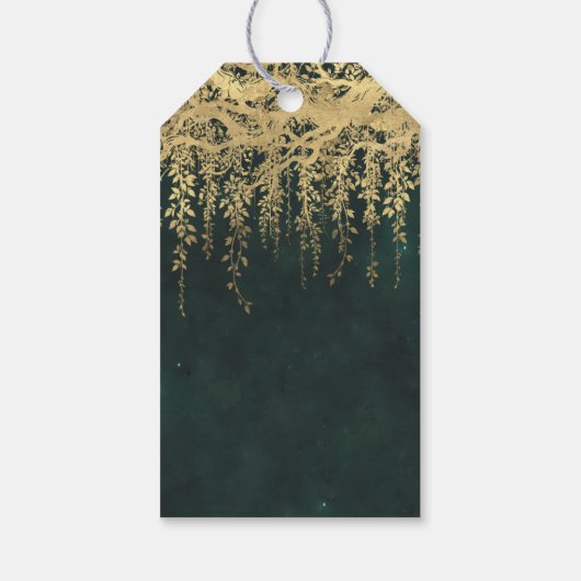 エンチャントフォレストマジカル金ゴールドつる植物エレガントな結婚式 ギフトタグ (裏面)