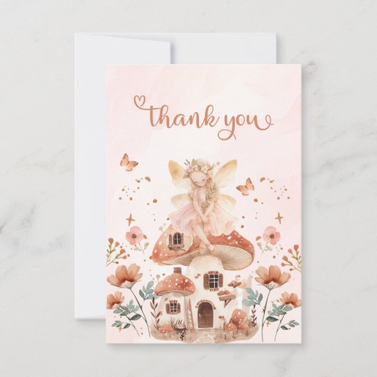エンチャントフォレストマッシュルームガールズファースト誕生日 サンキューカード (正面)
