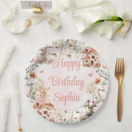 エンチャントフォレストマッシュルームガールズファースト誕生日 ペーパープレート