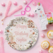 エンチャントフォレストマッシュルームガールズファースト誕生日 ペーパープレート (パーティー)