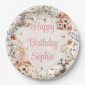 エンチャントフォレストマッシュルームガールズファースト誕生日 ペーパープレート (正面)