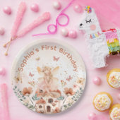 エンチャントフォレストマッシュルームガールズファースト誕生日 ペーパープレート (パーティー)