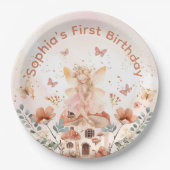 エンチャントフォレストマッシュルームガールズファースト誕生日 ペーパープレート (正面)