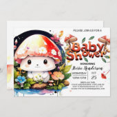 エンチャントフォレストマッシュルームベビーシュウェ 招待状 (正面/裏面)