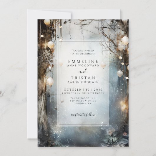 エンチャントフォレストミストファンタジー結婚式招待状 招待状 (正面)