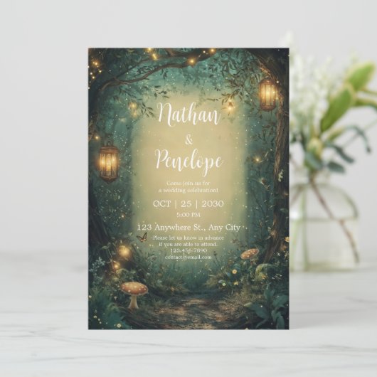 エンチャントフォレストランタン結婚式招待状 招待状 (スタンド正面)