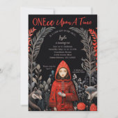 エンチャントフォレストレッドライディングフードファースト誕生日 招待状 (正面)