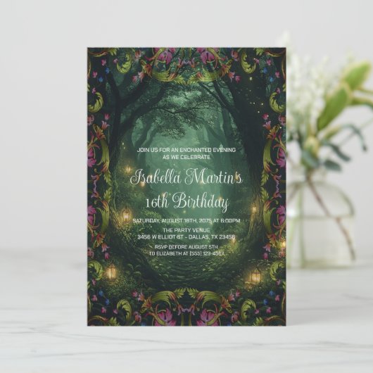 エンチャントフォレスト任意大事な行事プロム誕生日 招待状 (スタンド正面)