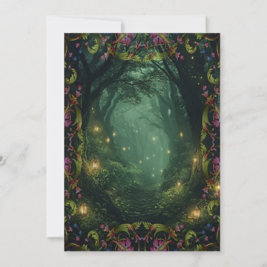 エンチャントフォレスト任意大事な行事プロム誕生日 招待状 (裏面)