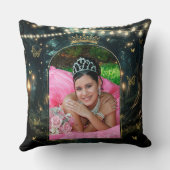 エンチャントフォレスト明るい赤紫色ピンクキンセニェラ写真 クッション (裏面)