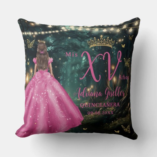 エンチャントフォレスト明るい赤紫色ピンクキンセニェラ写真 クッション (正面)