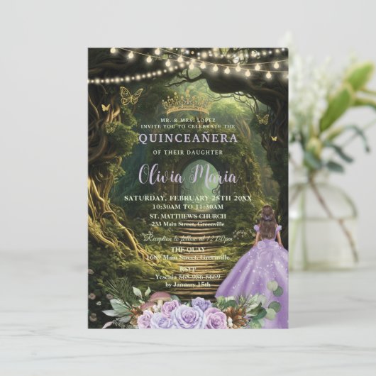 エンチャントフォレスト薄紫フローラキンセアニラスウィート16 招待状 (スタンド正面)
