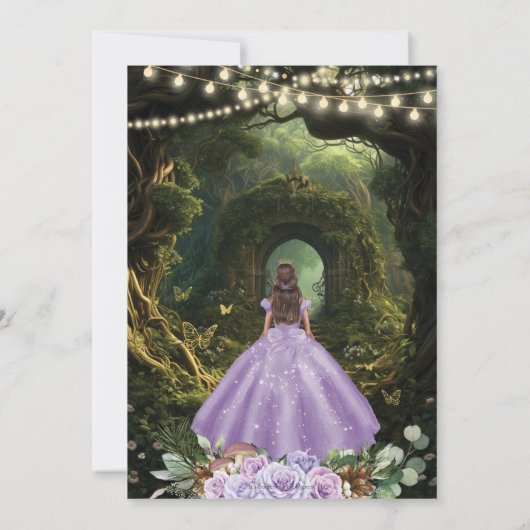 エンチャントフォレスト薄紫フローラキンセアニラスウィート16 招待状 (裏面)