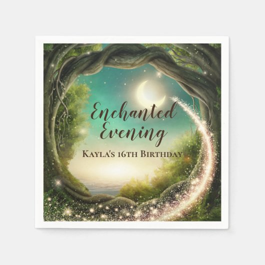 エンチャントフォレスト誕生日ナプキンス スタンダードカクテルナプキン (正面)