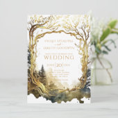 エンチャントフォレスト金ゴールドポータル結婚式招待状 招待状 (スタンド正面)