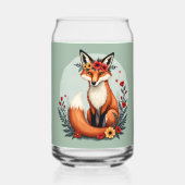 エンチャントフローラキツネウッドランドフォークアート ガラス缶 (正面)
