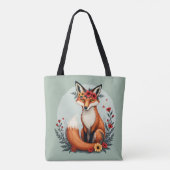 エンチャントフローラキツネウッドランドフォークアート トートバッグ (裏面)