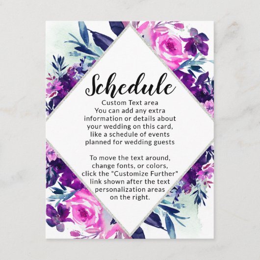 エンチャントフローラバイオレット結婚ダイヤモンドのスケジュール エンクロージャーカード (正面)