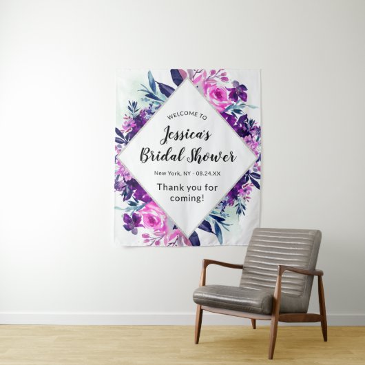 エンチャントフローラパープルブライダルシャワーへようこそ タペストリー (インサイチュ)