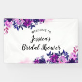 エンチャントフローラパープルブライダルシャワーへようこそ 横断幕 (横)