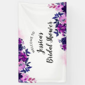 エンチャントフローラパープルブライダルシャワーへようこそ 横断幕 (縦)