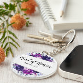 エンチャントフローラパープルメイド・オブ・オーナー(花嫁付き添い人) モノグラムの キーホルダー (正面右)