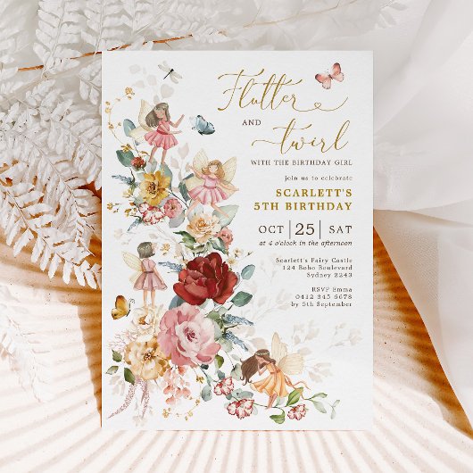 エンチャントフローラフェアリーガーデンガールズバースデーパーティー 招待状
