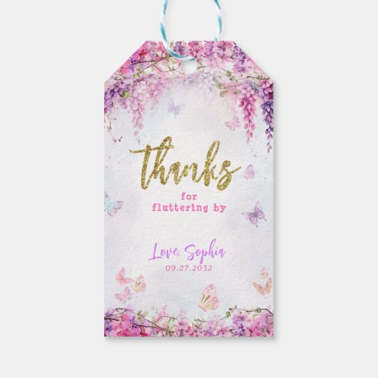 エンチャントフローラ藤グリッターバタフライ ギフトタグ (裏面)