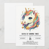 エンチャントブリスユニコーン誕生日 招待状 (正面/裏面)