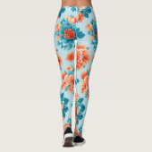 エンチャントブルーとオレンジのフローラデザイン:繊細 レギンス (裏面)