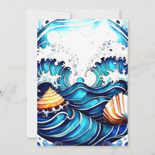 エンチャントブルーウォーター子供の誕生日 招待状 (裏面)