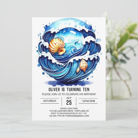 エンチャントブルーウォーター誕生日 招待状 (スタンド正面)