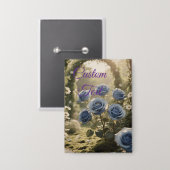 エンチャントブルーバラ – ロマンチックなフローラアクセント 缶バッジ (正面/裏面)